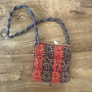 NEW Ulla Joshson Macrame Beaded Crossbody Bag